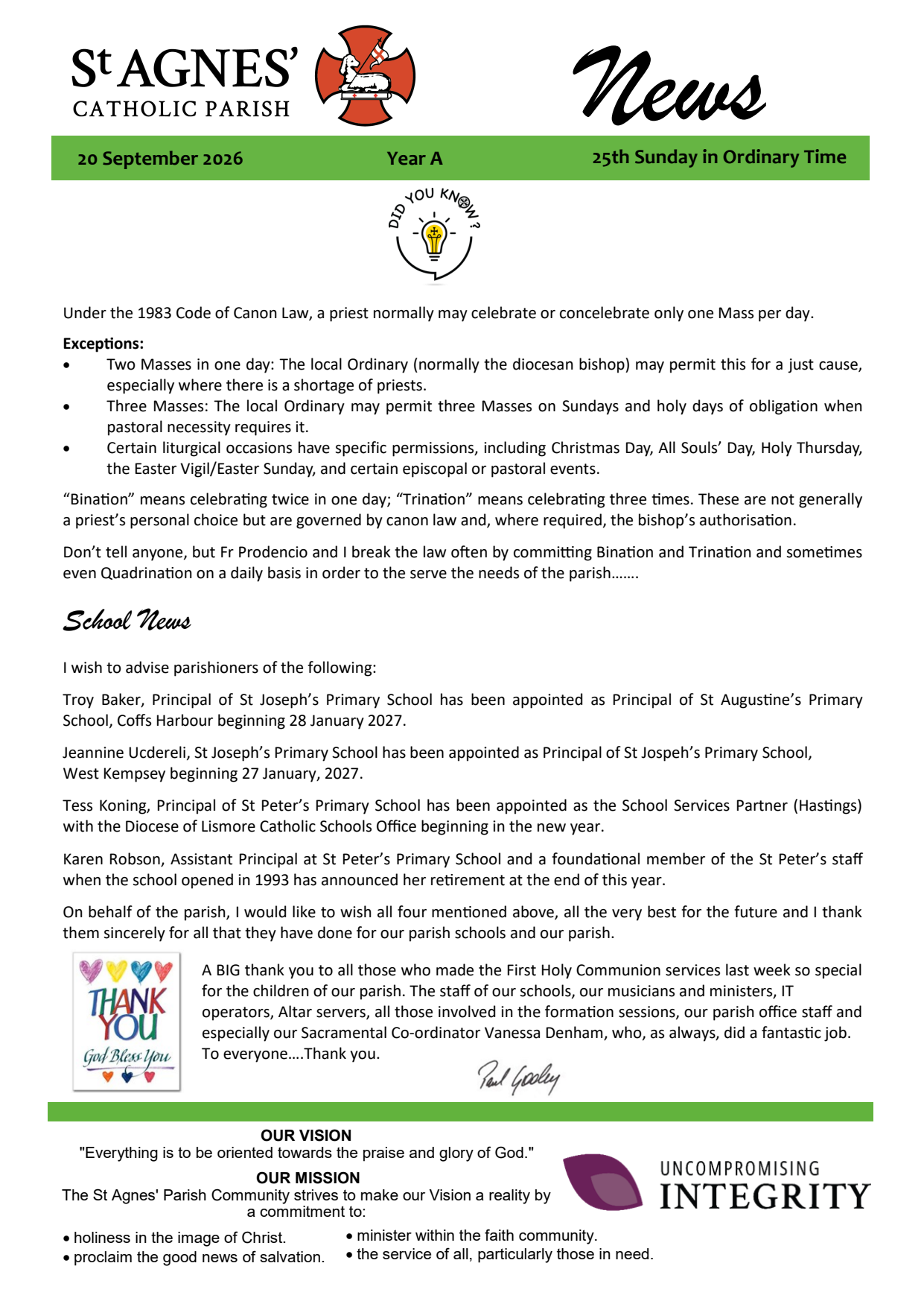 Parish Newsletter 20 September 2026
