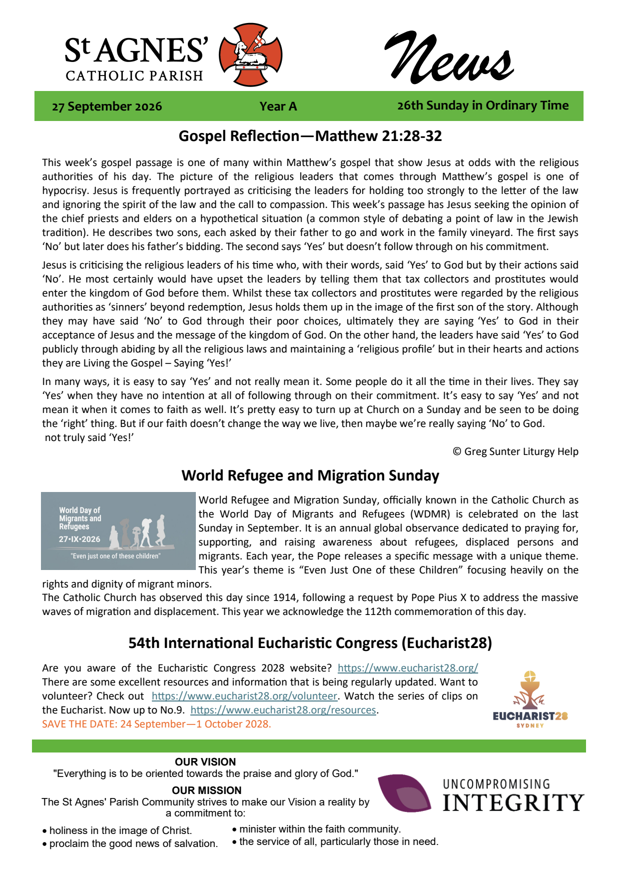 Parish Newsletter 27 September 2026