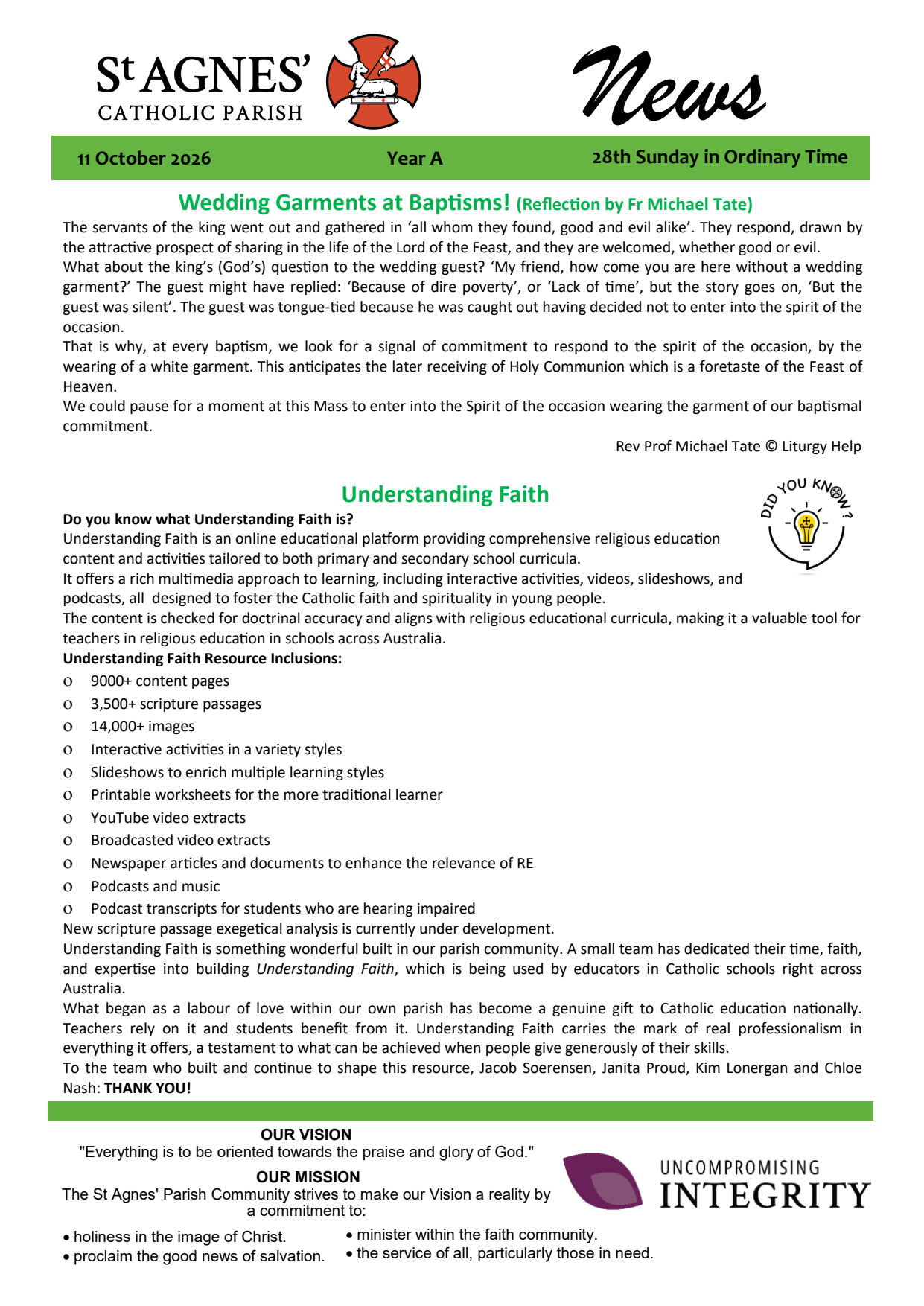 Parish Newsletter 11 October 2026