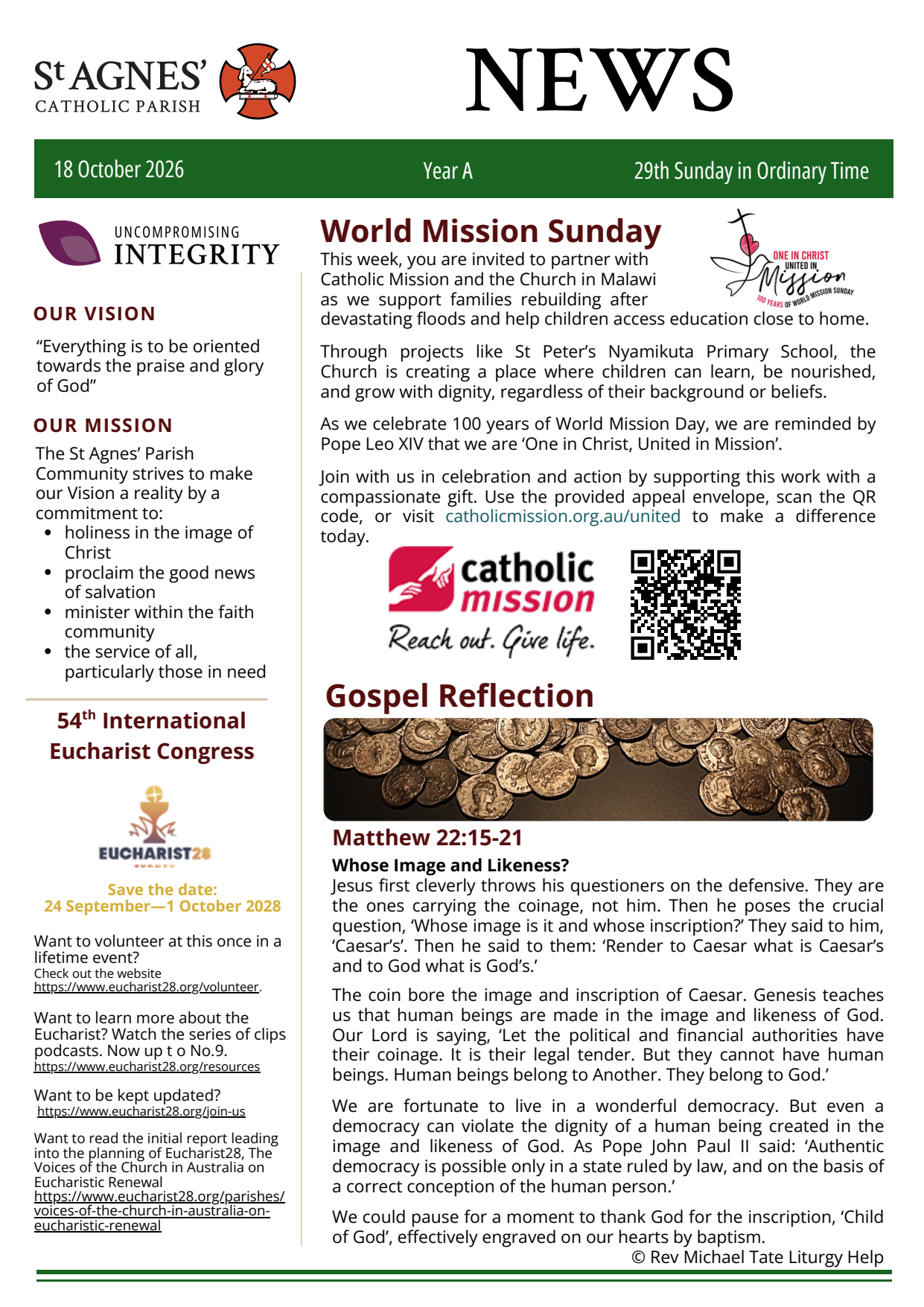 Parish Newsletter 18 October 2026