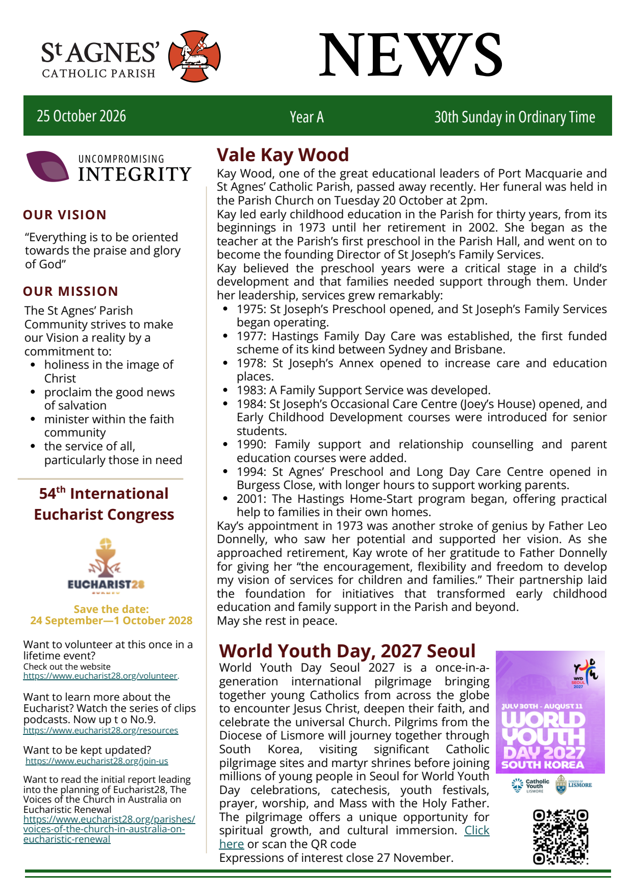 Parish Newsletter 25 October 2026